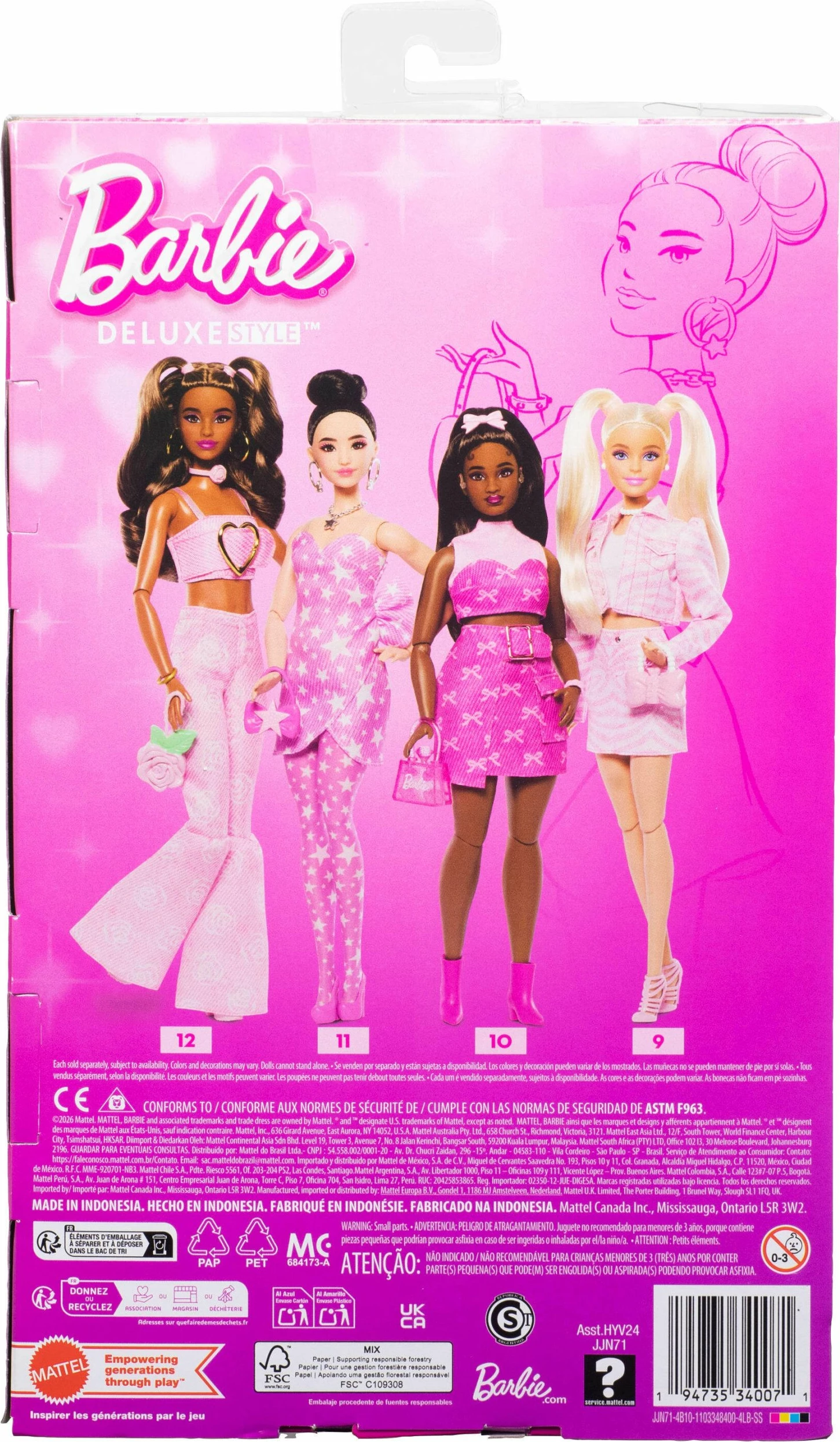 Kukull Mattel Barbie Deluxe Style #11 JJN71, me fustan xhins wrap me yje, me aksesorë, rozë