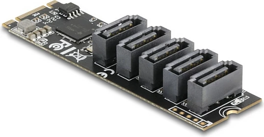 Kartelë kontrolluese M.2 në 5x SATA DeLOCK 64241, Key B+M, SATA 6Gb/s, e zezë