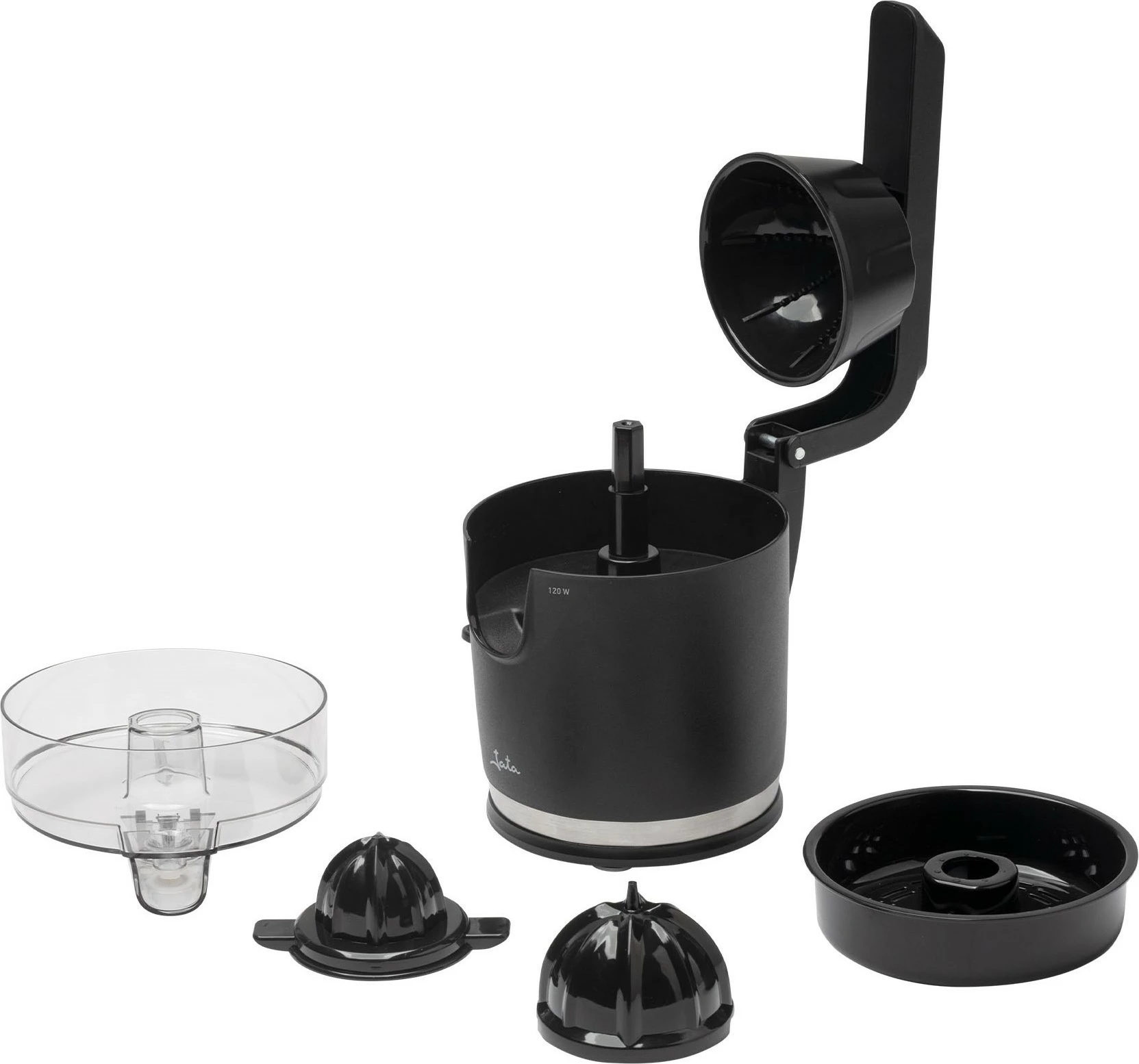 Shtrydhëse agrumesh JATA JEEX1712 120W sistem anti-pikim bazë anti-rrëshqitëse ruajtje kablli, e zezë