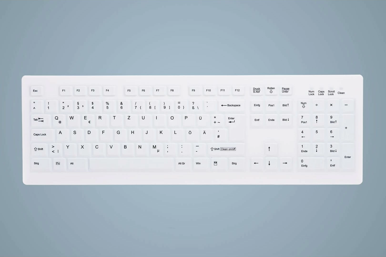 Tastierë Cherry AK-C8100FA-UVS-W/GE, full-size, USB, membranë, QWERTY, e bardhë