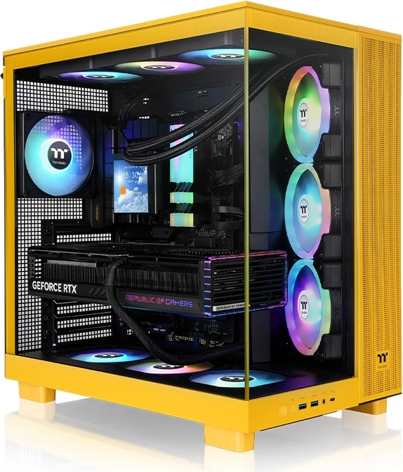 Kasë Thermaltake View 380 XL TG ARGB Bumblebee CA-11E-00M4WN-00, xham i temperuar, ARGB, e verdhë