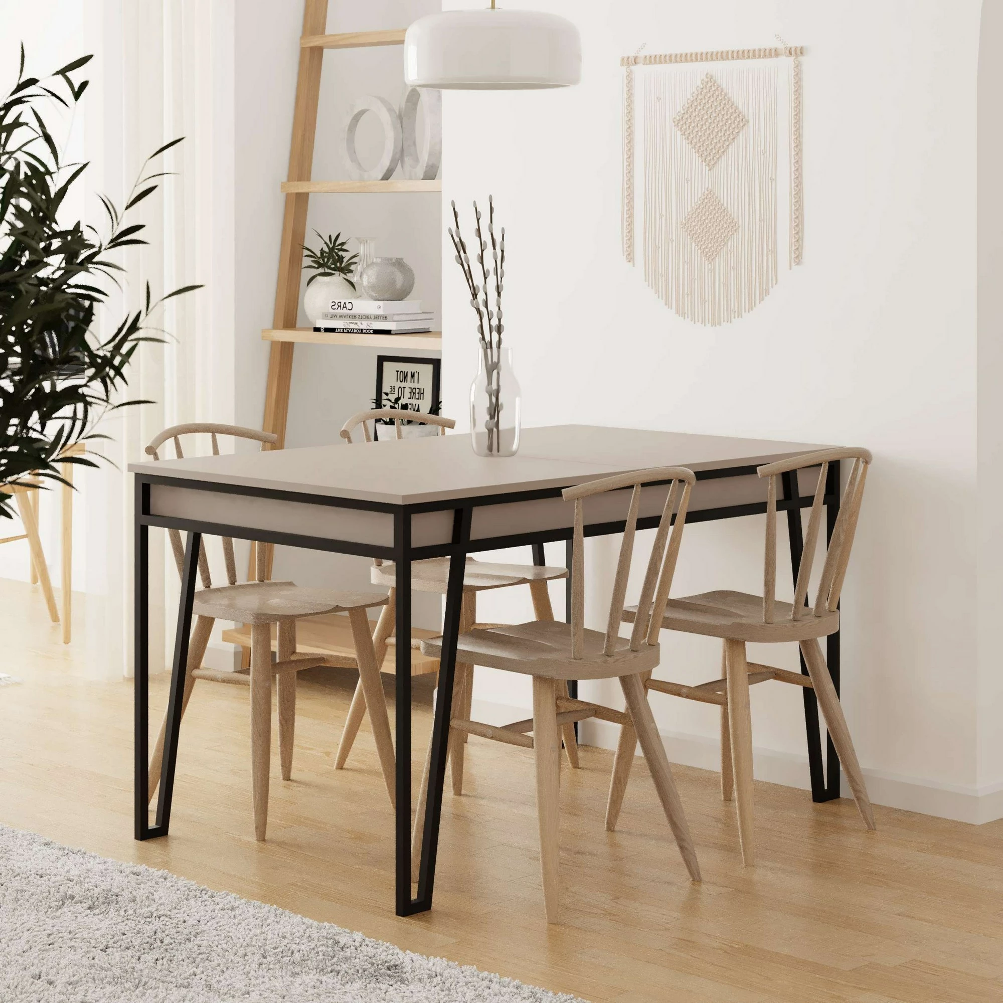 Tavolinë ngrënieje zgjatshme, Skye Decor, ngjyrë mocha e çelët
