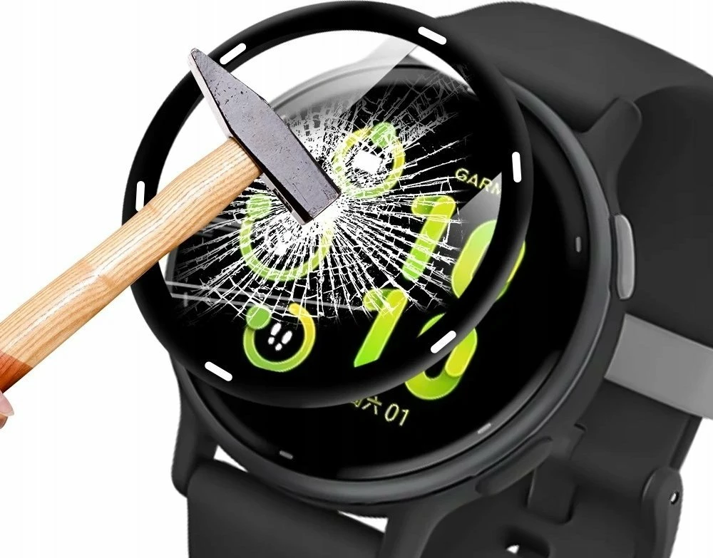 Xham mbrojtës hibrid Wozinsky Full Glue Full Cover për Garmin Vivoactive 5 38mm 0.2mm 7H, i zi, 2 copë
