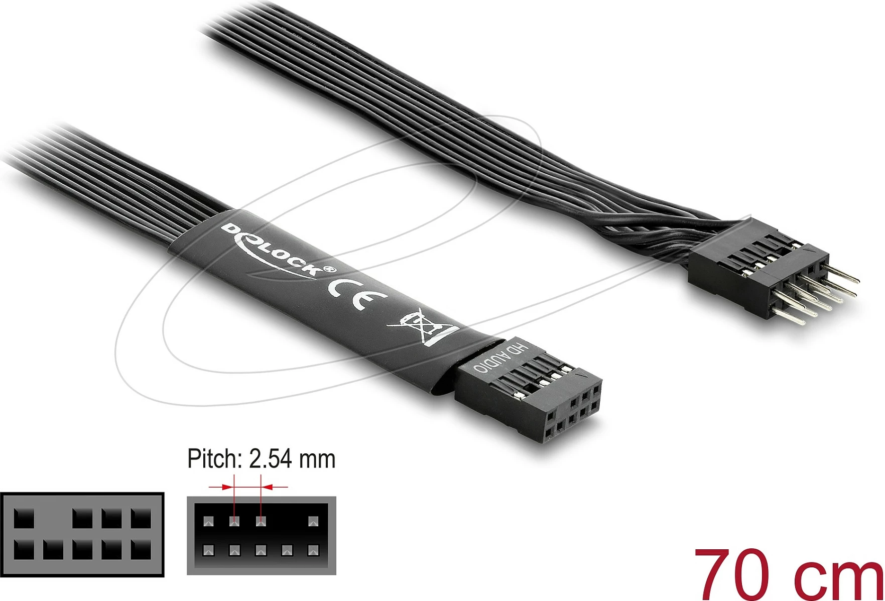 Kabllo HD Audio DeLOCK 86058, 9-pin Male/Female, 0.7 m, e zezë