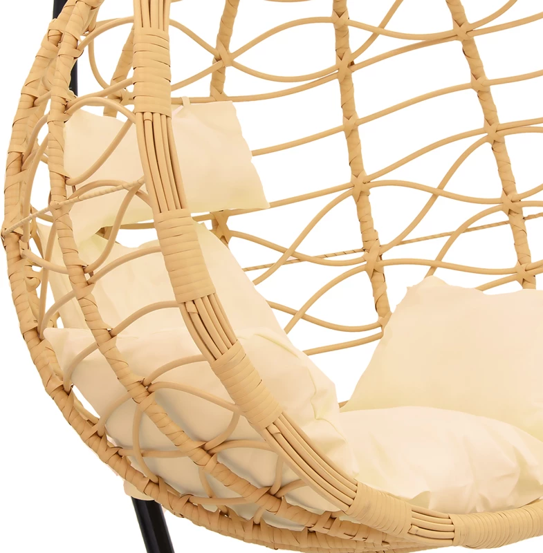 Karrige varëse Hudson, metalike, ngjyrë e zezë-pp natyrale-jastëk bezhë, 109x119x195cm