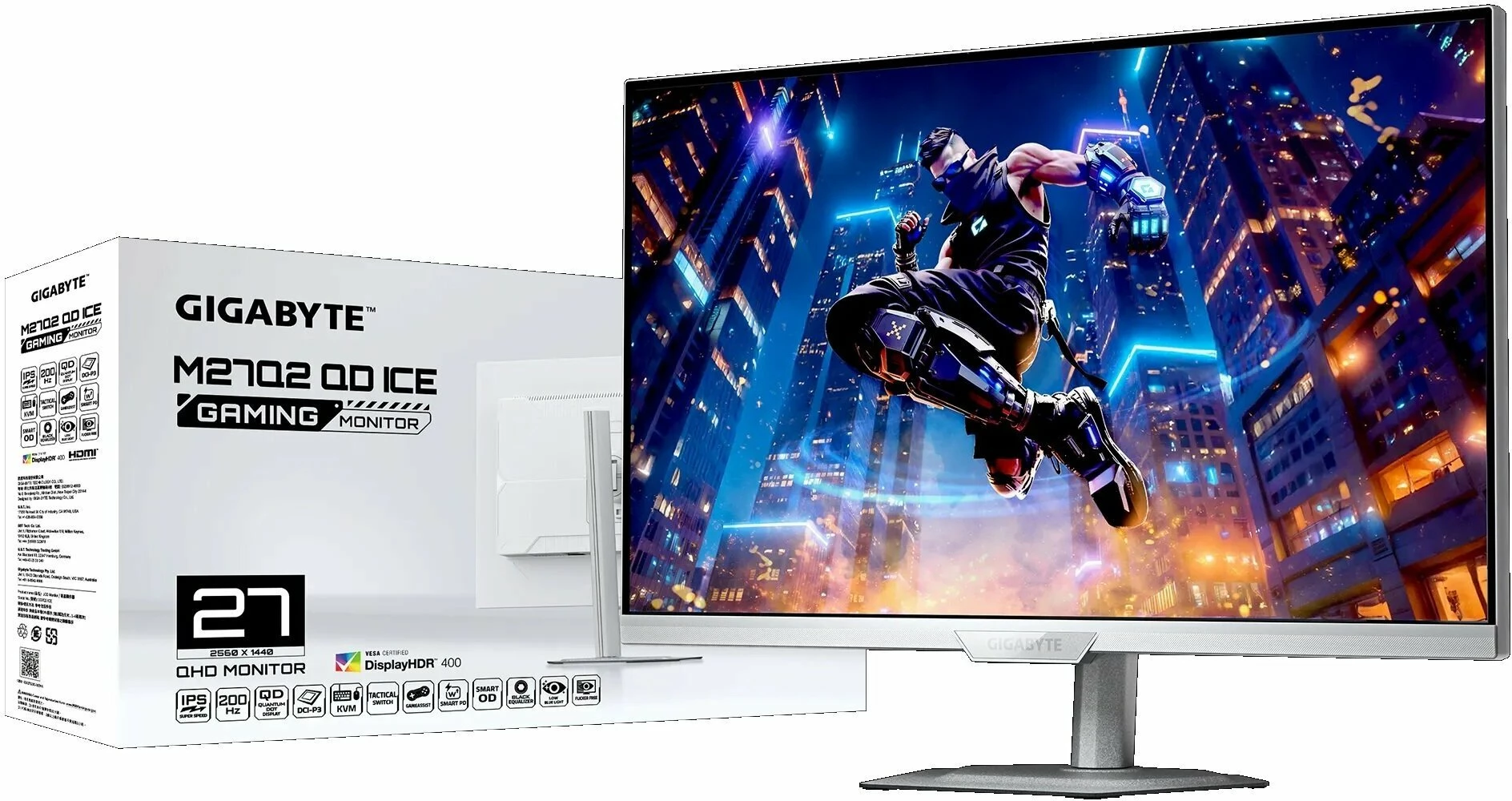 Monitor Gigabyte M27Q2 QD ICE 27\" WQHD 200Hz IPS Quantum Dot USB-C, i bardhë