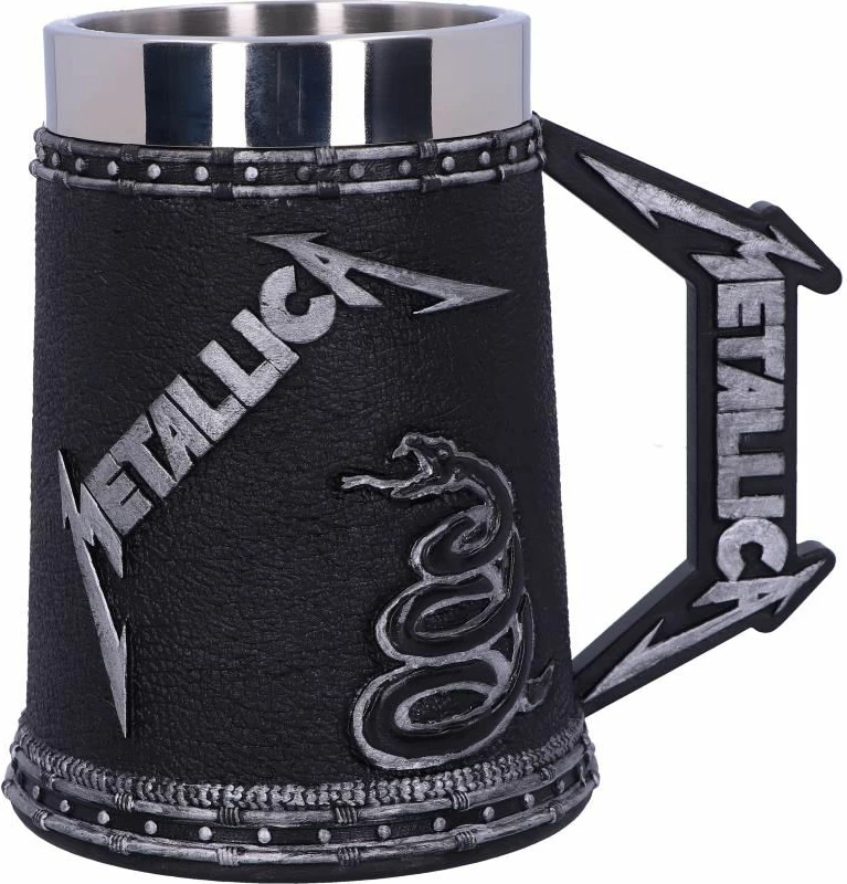 Mug dekorativ NEMESIS NOW Metallica The Black Album, rezinë me insert inox i heqshëm, i pikturuar me dorë, i zi