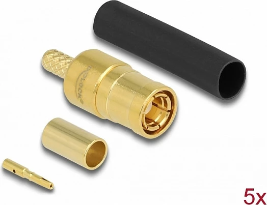 Konektor SMB DeLOCK, mashkull, për krimpim RG-174/RG-316, 50 Ω, 0-1000 MHz, 5 copë, ari