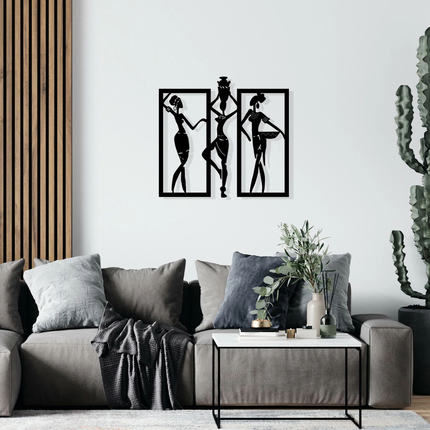 Aksesor dekorativ metalik për mur, Wallity Aurora, M119, ngjyrë e zezë, 71x66cm