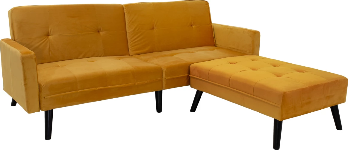 Divan - krevat Dream me stol kadife ngjyrë e verdhë 209x157x80cm