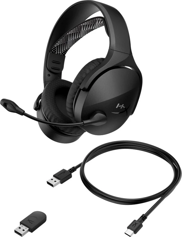 Kufje gaming pa tela HyperX Cloud Jet AJ0T1AA, 2.4 GHz + Bluetooth 5.3, stereo, drajverë 40 mm, bateri 25 orë, mikrofon boom me mute, e zezë
