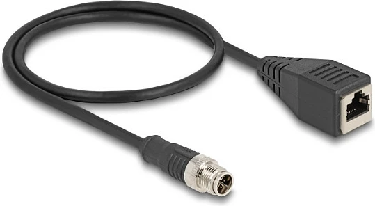 Kabllo rrjeti DeLOCK M12 X-coded 8-pin në RJ45 (femër), Cat5e, 0.5 m, e zezë