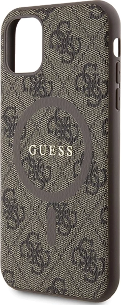 Mbështjellës Guess GUHMN61G4GFRW për iPhone 11/XR 6.1", 4G Collection, lëkurë, MagSafe, kafe