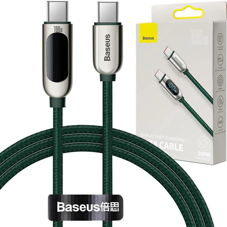 Kabllo USB-C në USB-C Baseus CATSK-B06, 1m, 100W, e gjelbër