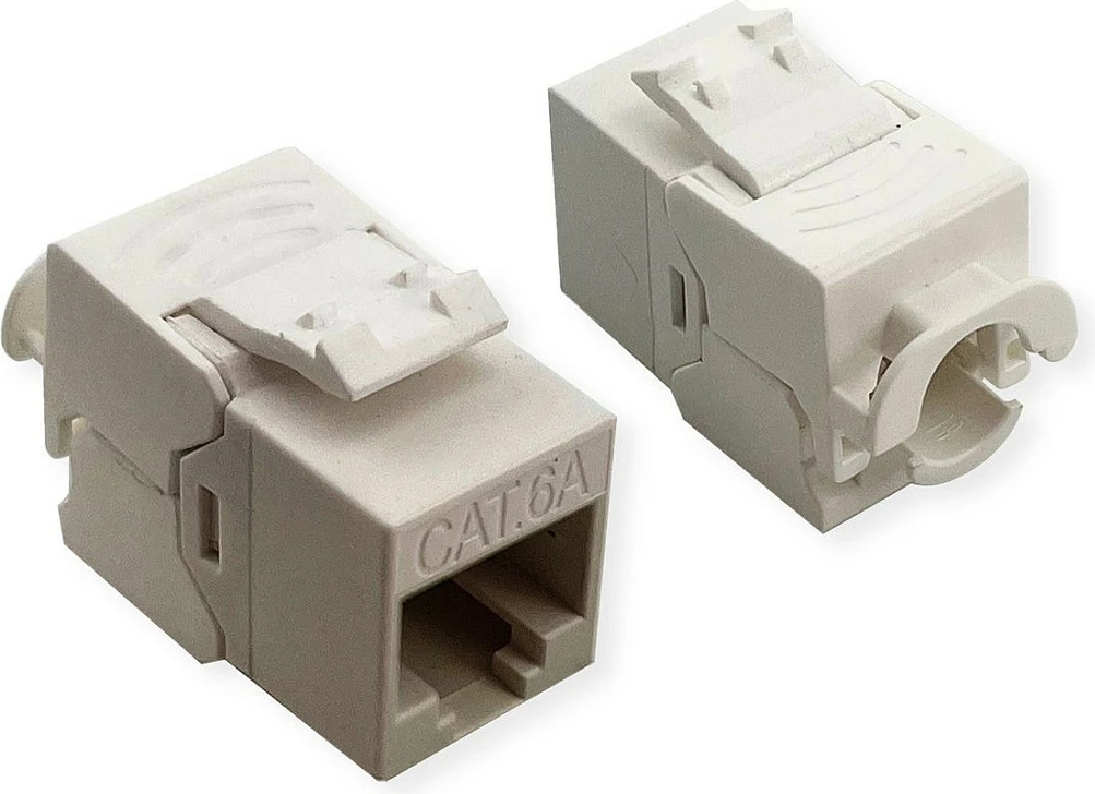 Modul Keystone RJ45 ROLINE Cat6A, tool-less, slim/extra short, unshielded, e bardhë