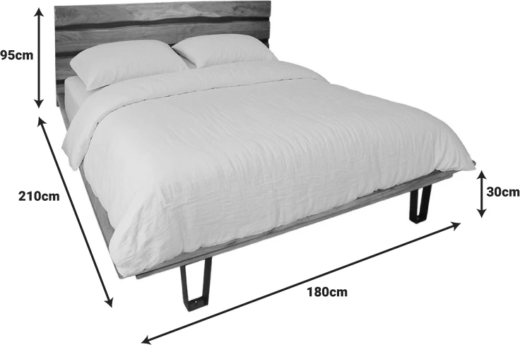 Krevat Imena, dru akacie i fortë, ngjyrë natyrale, 160x200cm