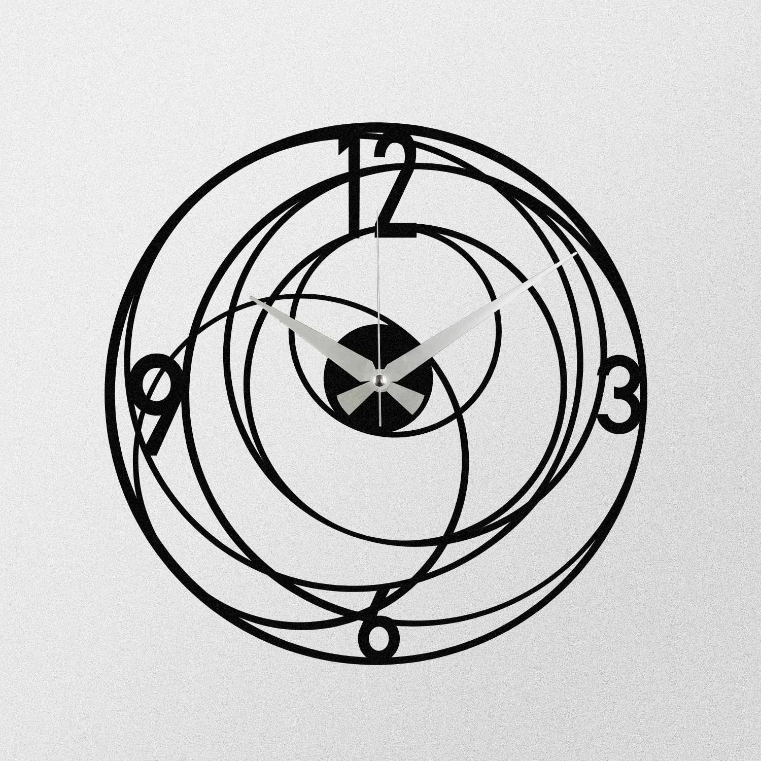 Orë muri dekorative prej metali, Wallity Enzoclock - S027, e zezë, 48x48cm