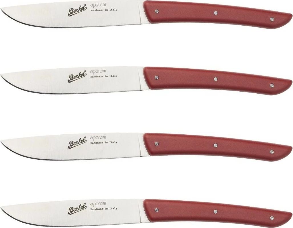 Set thika steak Berkel 4 copë, çelik inox, dorezë e kuqe