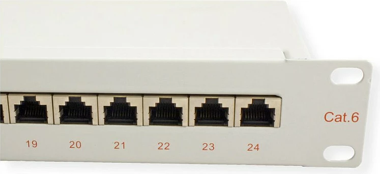 Patch panel ROLINE Cat6 24 porta, 19" 1U STP, Gri