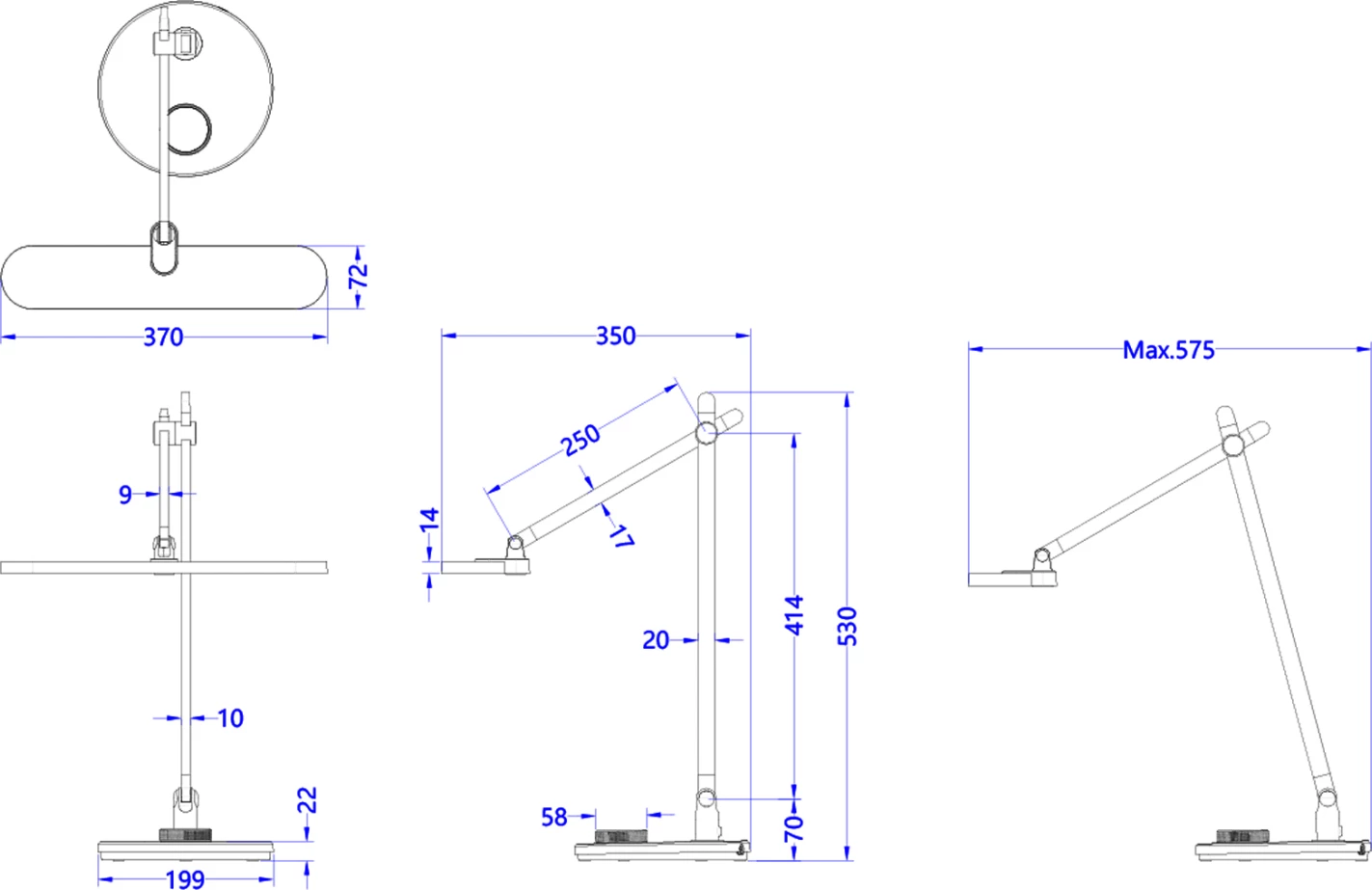 Llambë tavoline LED profesionale BLAIN PRO FH4446.07, bazë ABS dhe krahë alumini, ngjyrë gri, 57,5x53H cm