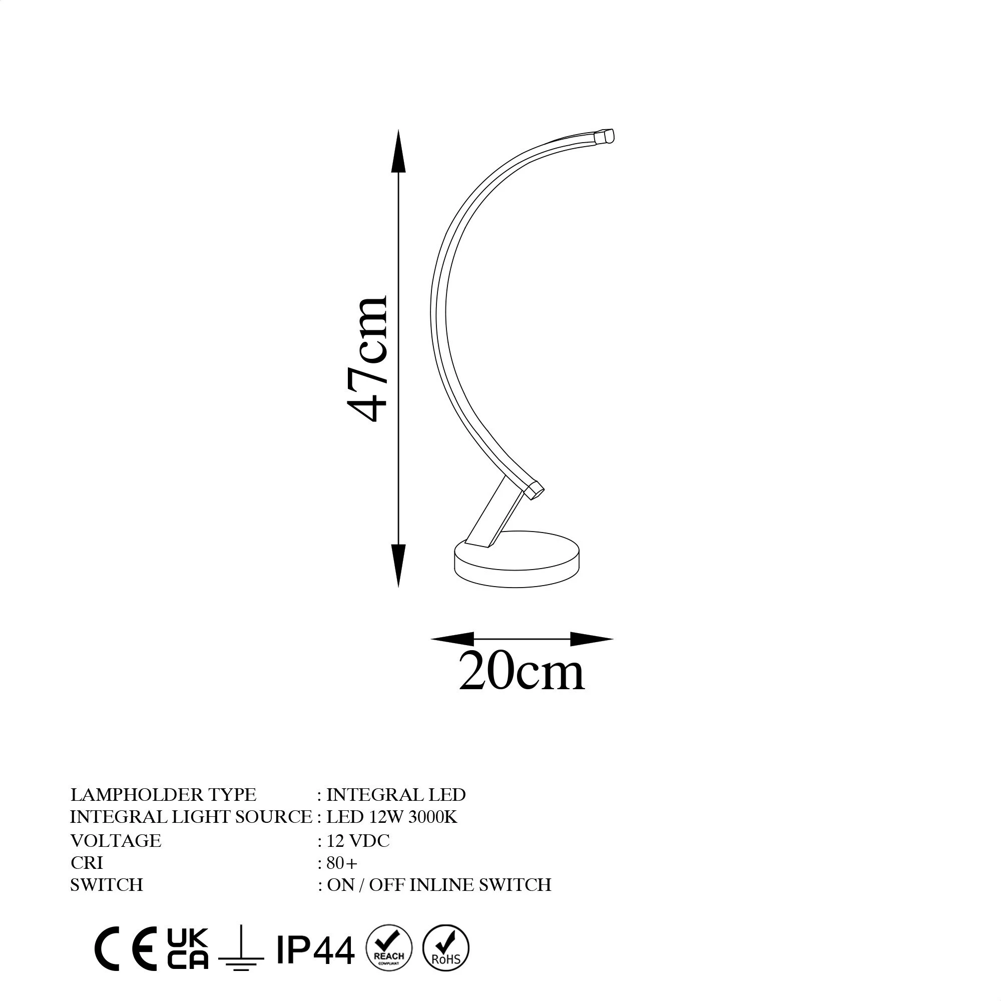 Llambë tavoline Opviq, Bevel - 13323, ngjyrë e zezë