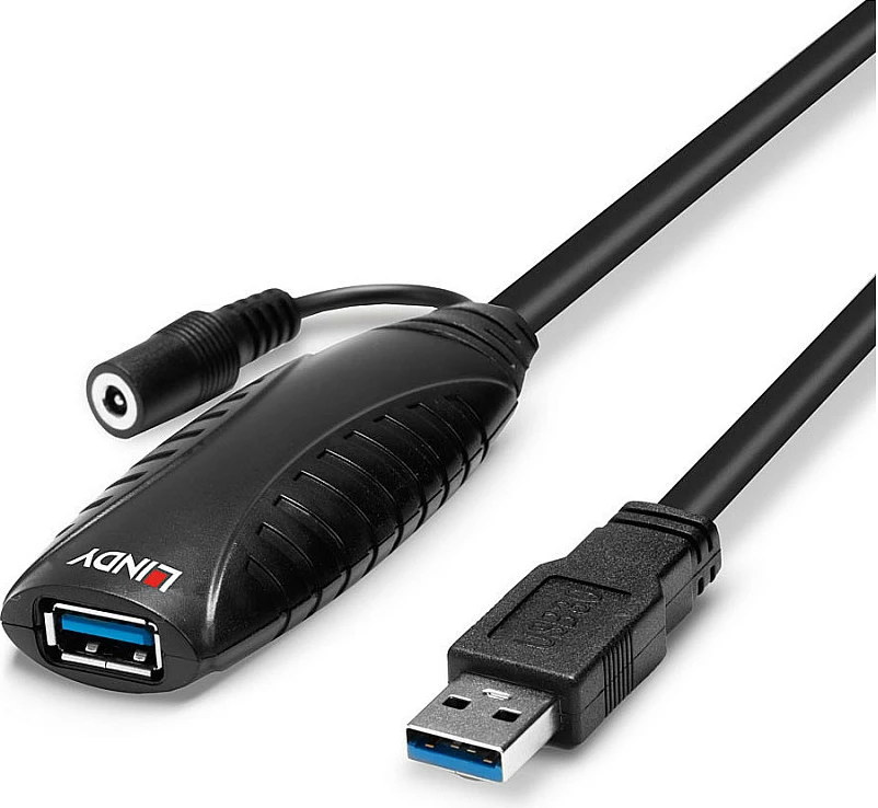 Kabllo zgjatëse aktive USB 3.0 Lindy 10m, USB-A mashkull në USB-A femër, 5Gbps, e zezë