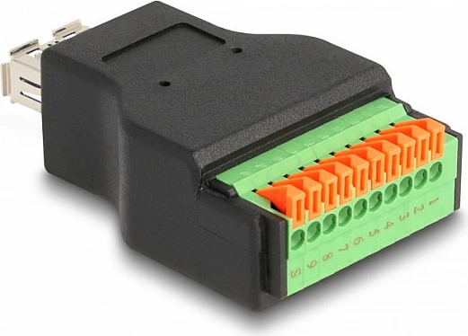 Adaptor USB DeLOCK USB 3.2 Gen 1 Type-A (femër) në terminal block 10-pin, 5 Gbit/s, zi/jeshile