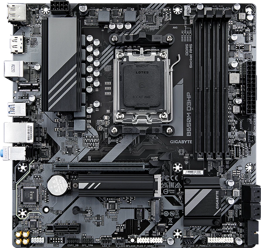 Pllakë amë GIGABYTE B650M D3HP, AM5, mATX, 4xDDR5, 2xM.2, 2.5GbE, HDMI/2xDP, USB-C