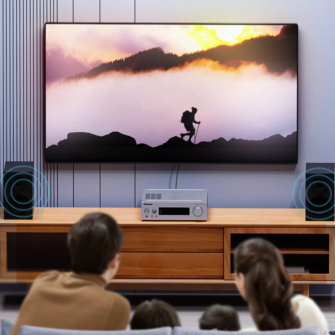 Kabllo audio Orico AXRF mini jack 3.5 mm në 2x RCA femër 1.5 m, blu