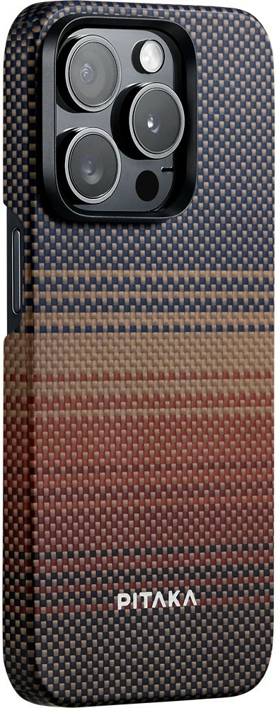 Mbështjellës Pitaka MagEZ Case 5 për iPhone 15 Pro, MagSafe, 0.69 mm, Sunset kafe/portokalli 6
