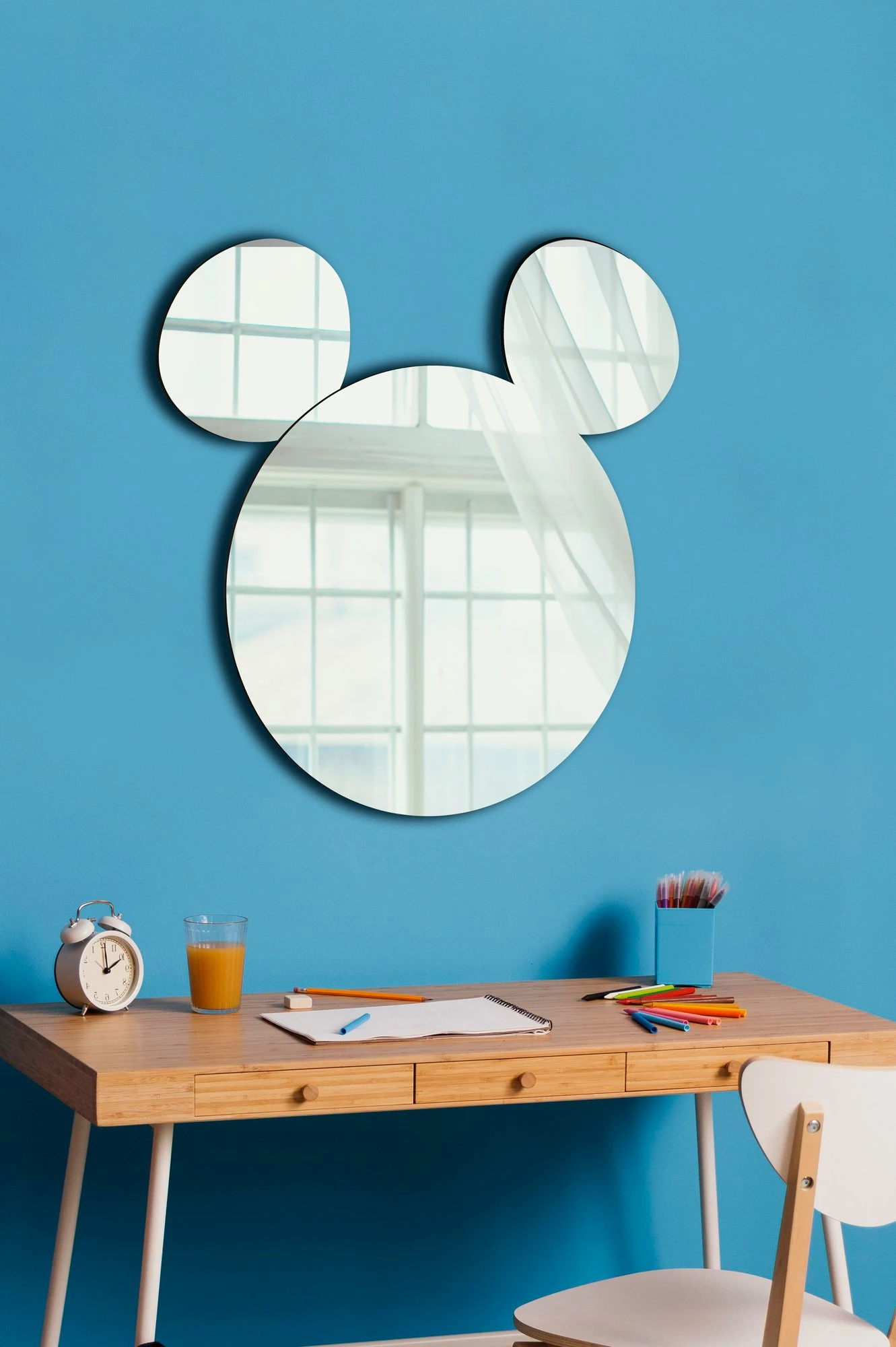 Pasqyrë dekorative, formë Mickey, ngjyrë argjendi, 3 copë