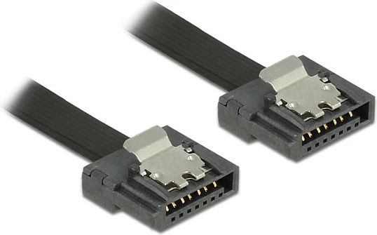 Kabllo SATA III DeLOCK Flexi 0.2m, 6 Gbit/s, Mashkull/Mashkull, e zezë