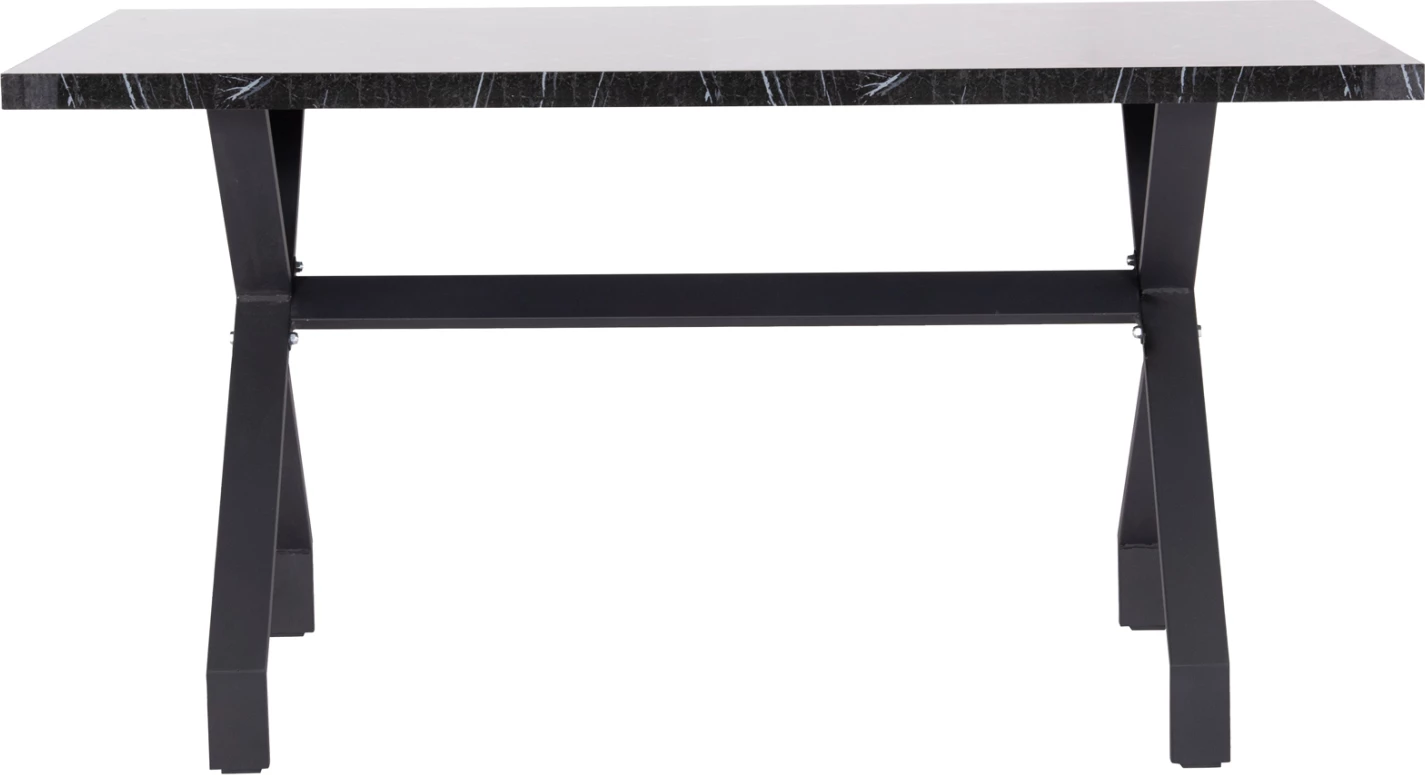 Tavolinë kuzhine LANA, pamje mermeri të zi, këmbë metali të zeza, FH18221.02, 140x70x72.5 cm