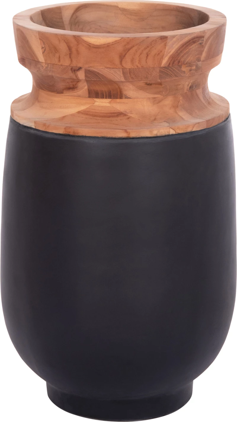 Vazo dekorative për dysheme LINTER, fibër-cement, ngjyrë e zezë, dru tik, FH4662.01S, 34x60cm