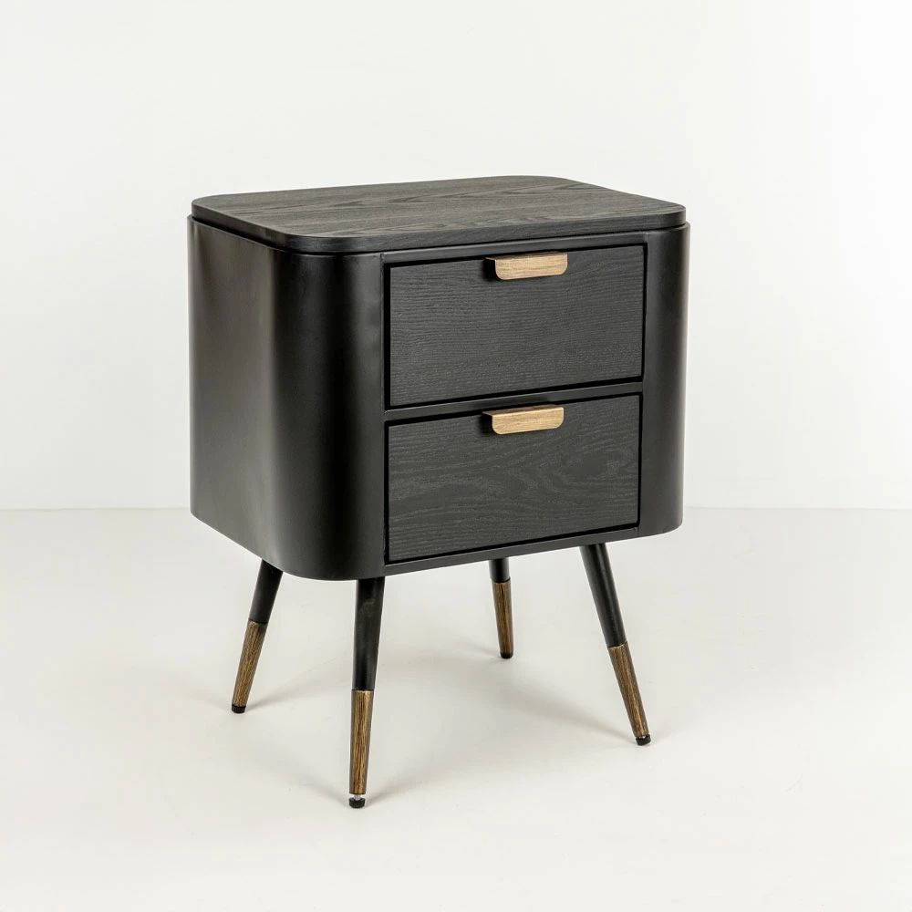 Komodinë Colombo, e zezë me të artë, 50x39x63