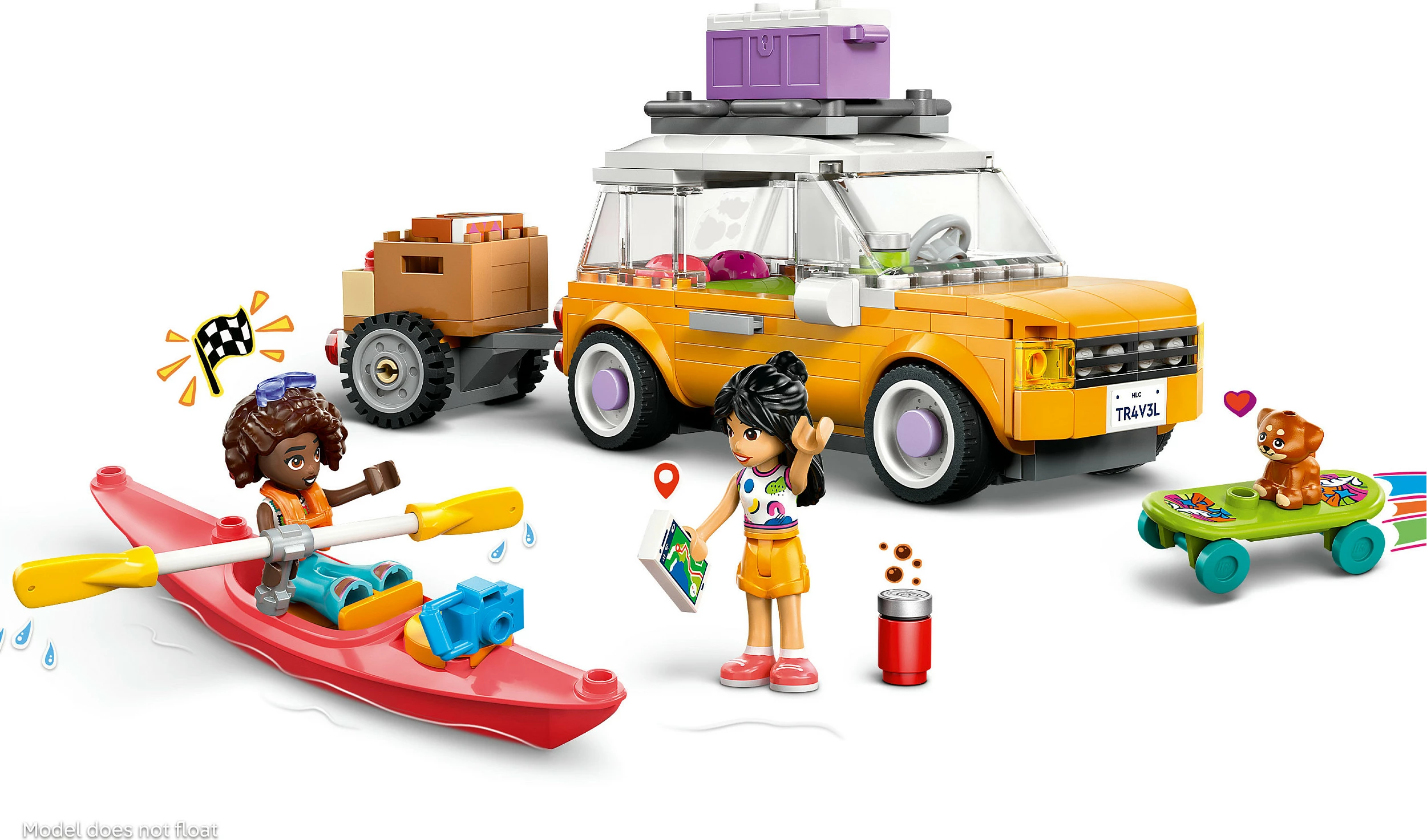 Set ndërtimi LEGO Friends 42659, veturë udhëtimi, 220 copë, e verdhë