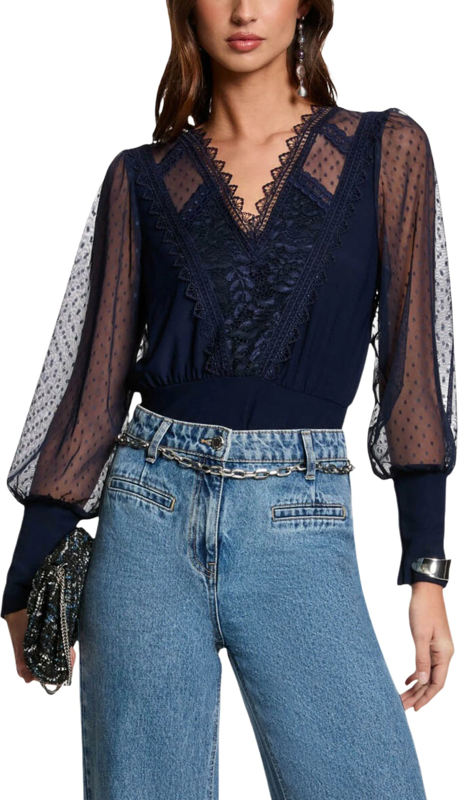 Maicë me mëngë të gjata për femra Morgan De Toi 251-TAGADO, blu navy