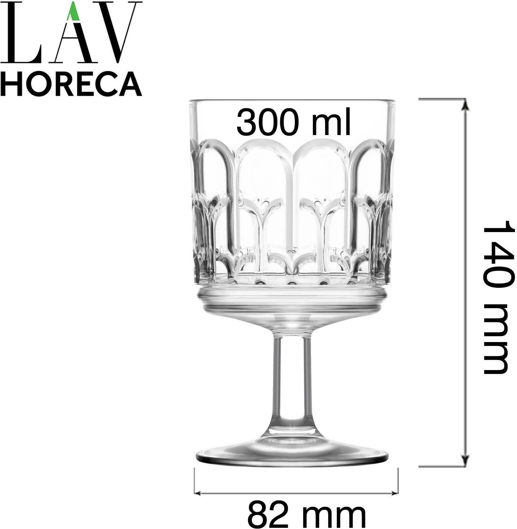 Gotë me këmbë LAV Horeca Archie 300 ml, transparente, set 12 copë
