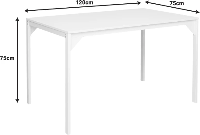 Tavolinë melamine e bardhë, këmbë metalike, 120x75x75cm