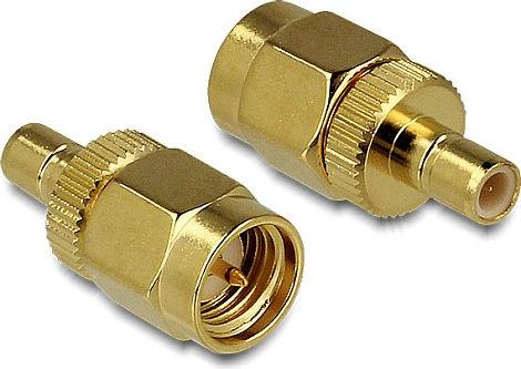 Adapter RF DeLOCK 88830, SMA mashkull në SMB femër, i artë