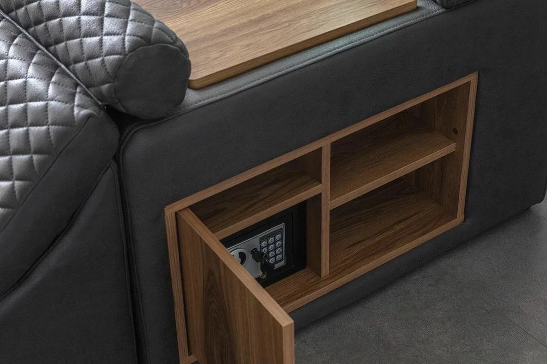 Krevat dopio me masazh, USB, audio, ngjyrë e zezë, Skye Decor Escalade Smart