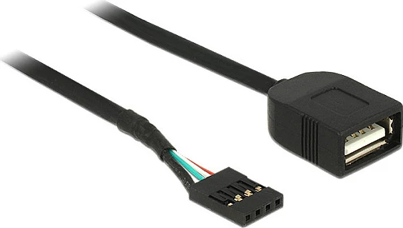 Kabllo adapter DeLOCK 83825, USB 2.0 USB-A femër në header të brendshëm, 0.4 m, e zezë