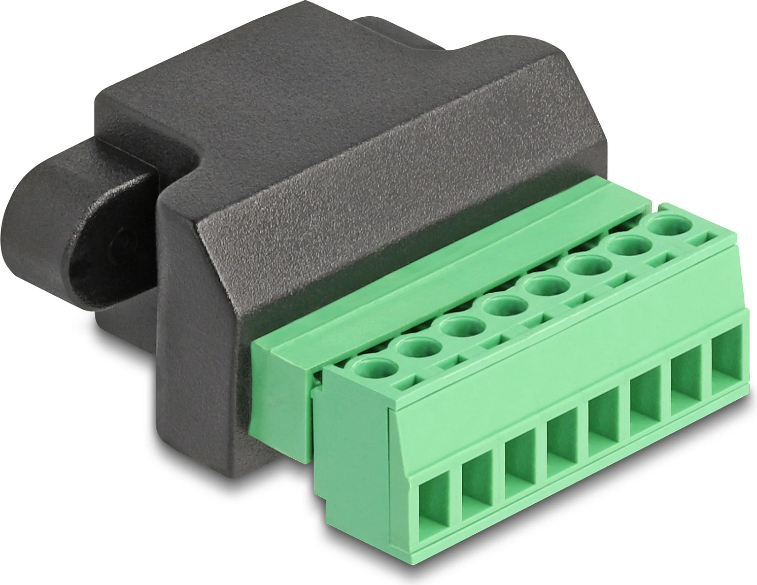 Adapter RJ45 në bllok terminal DeLOCK, Cat6, 8-pin, i zi/jeshil