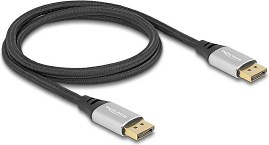Kabllo DisplayPort DeLOCK DP 2.1, 1m, 16K@60Hz, 40Gbps, argjend/e zezë