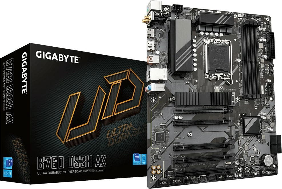 Pllakë amë Gigabyte GA-B760 DS3H AX, Socket 1700, DDR4, ATX, e zezë