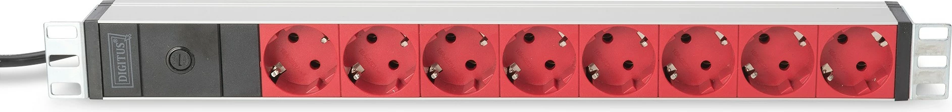 Listë prizash Digitus Basic 8x, 2m, alumini, e zezë