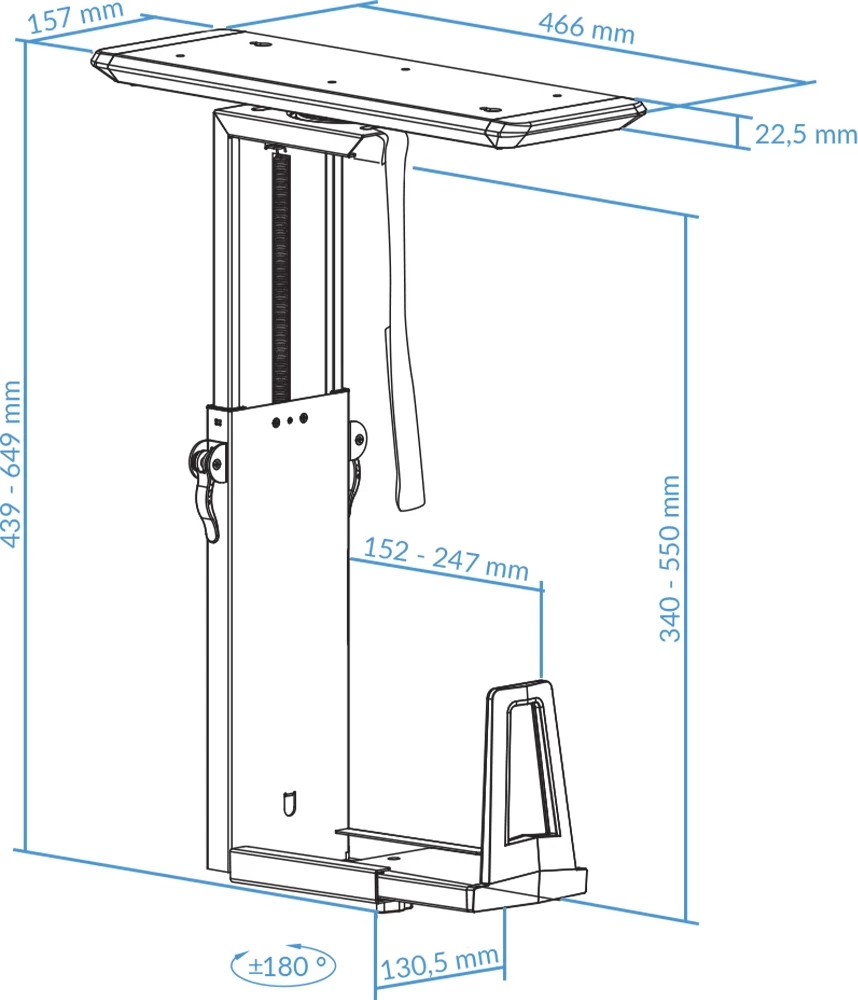 Mbajtëse laptopi UVI 360FV2, e rregullueshme në lartësi, rrotullim 360°, e palosshme, me mbajtëse magnetike telefoni, e zezë