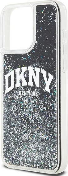 Mbështjellës celular DKNY Liquid Glitter Big Logo për iPhone 13 Pro Max, i zi