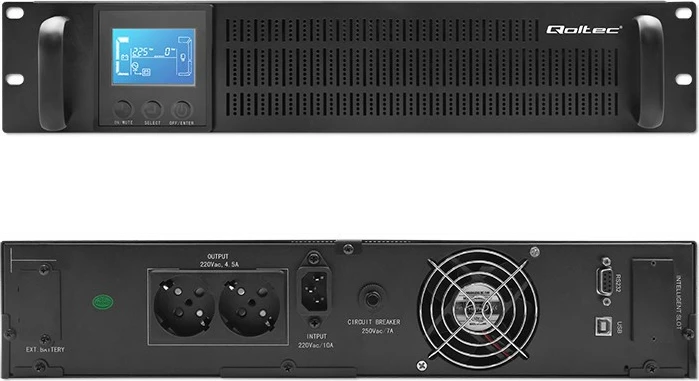 UPS rack Qoltec 53945, 1kVA, 800W, LCD, i zi