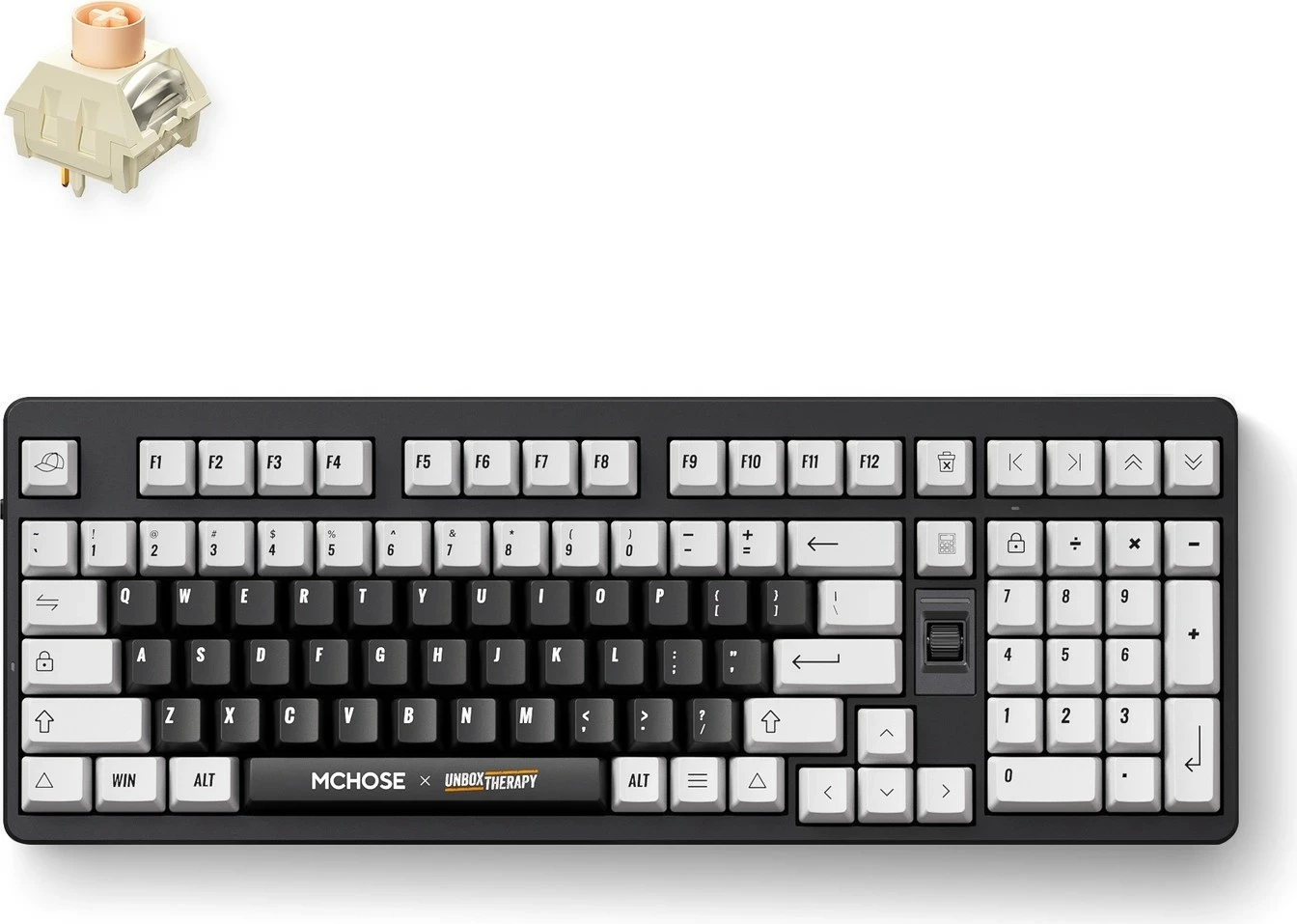 Tastierë mekanike Mchose UT98, 96%, RGB, wireless/USB-C, bardhë-zi